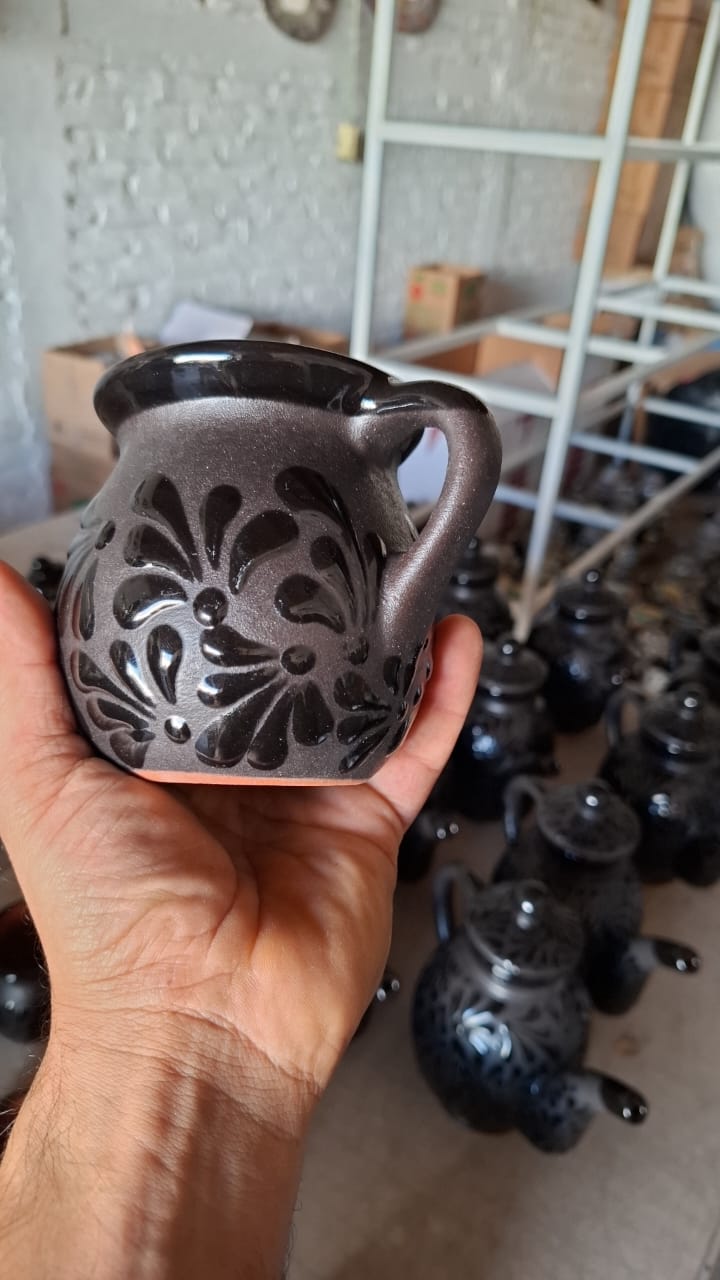 Tetera Lux Talavera Set Black/Black + 4 Mugs