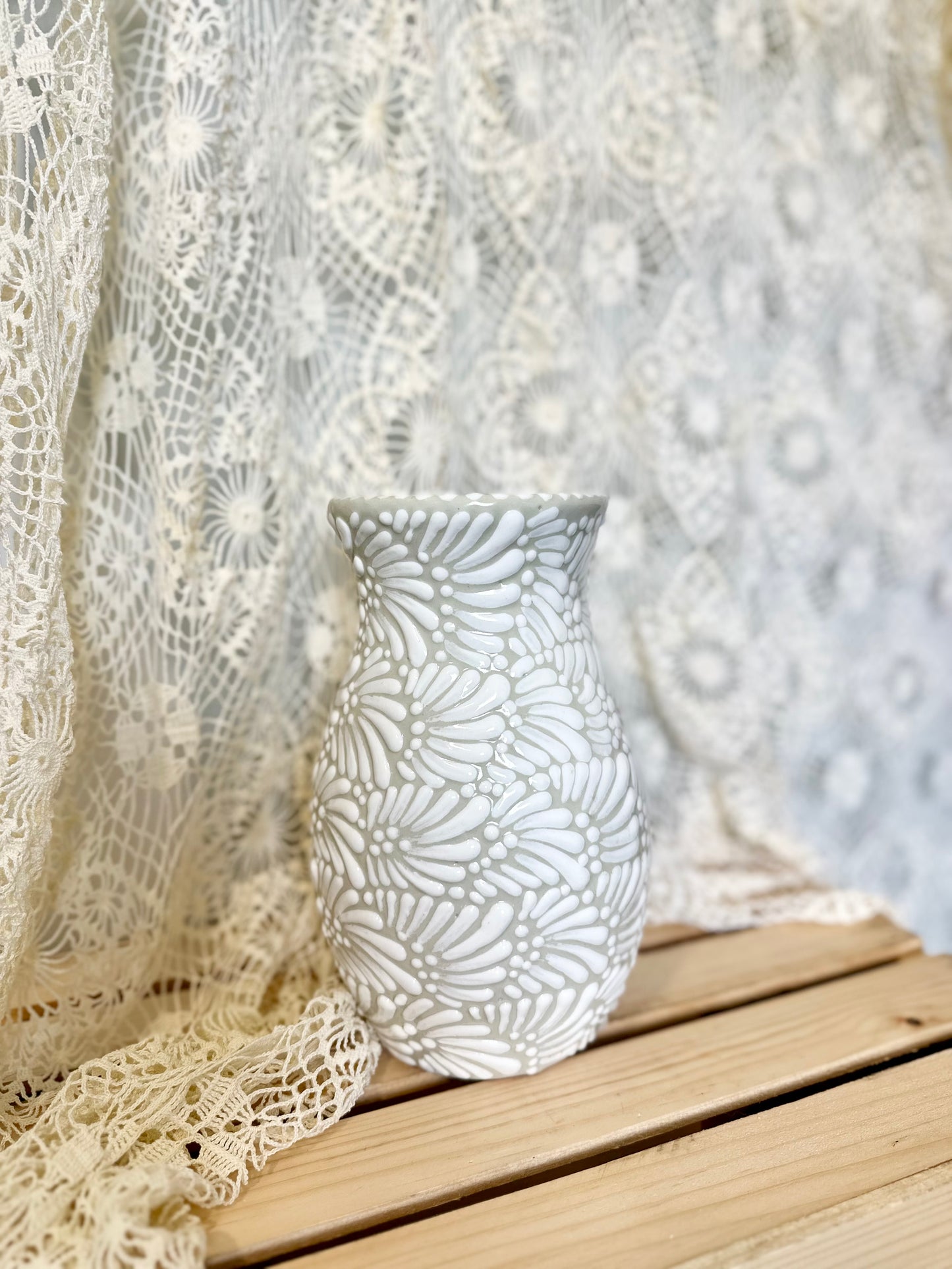 White/Cream Talavera Flower Vase
