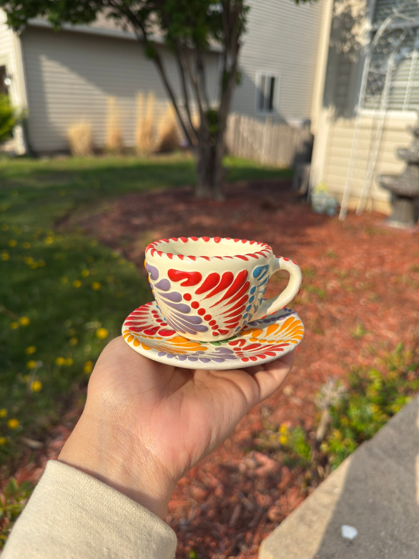 Talavera Espresso Mug Set Beige/Multi-color