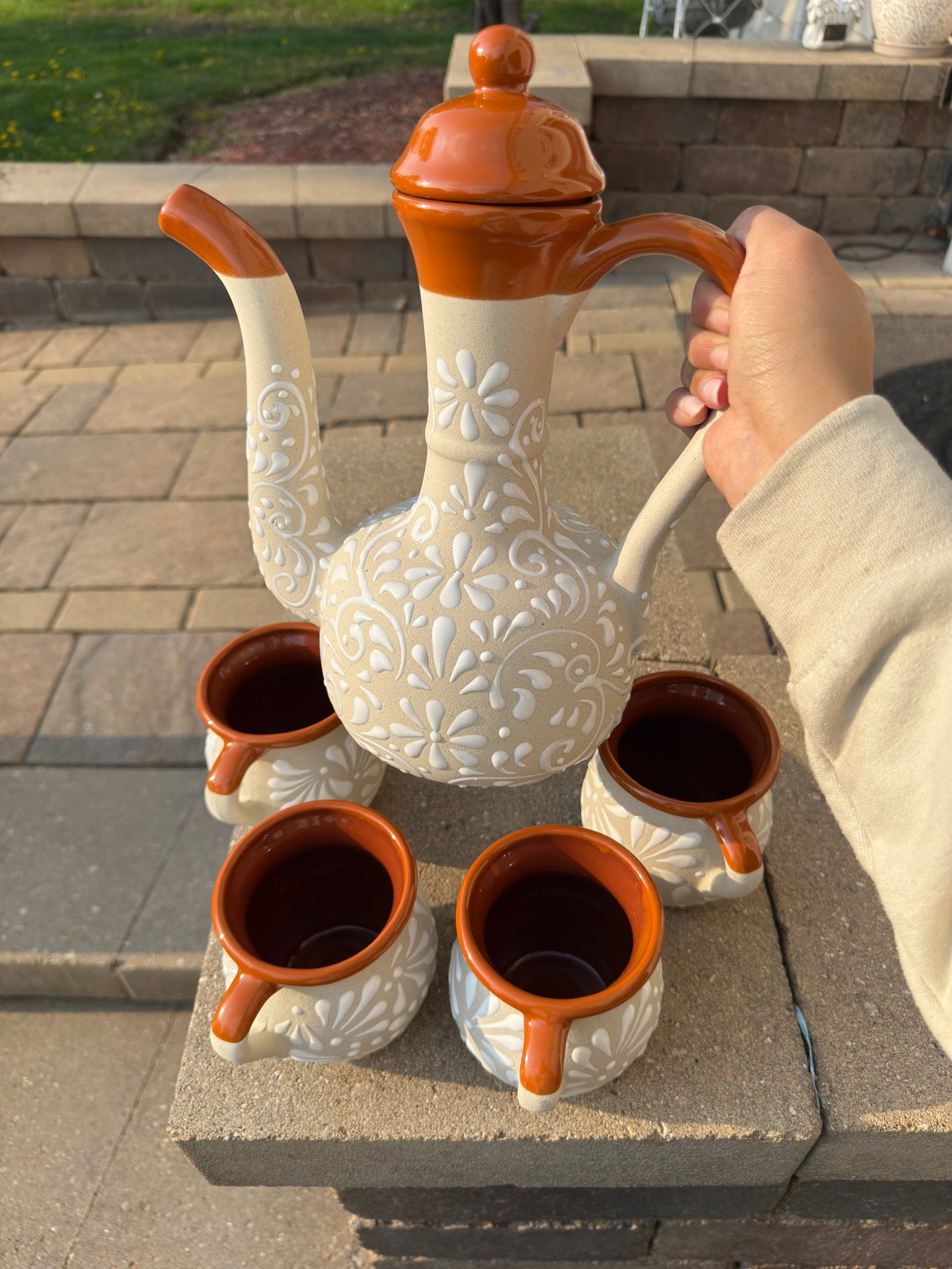 Cafetera Lux Ceramica Beige/Brown/White/