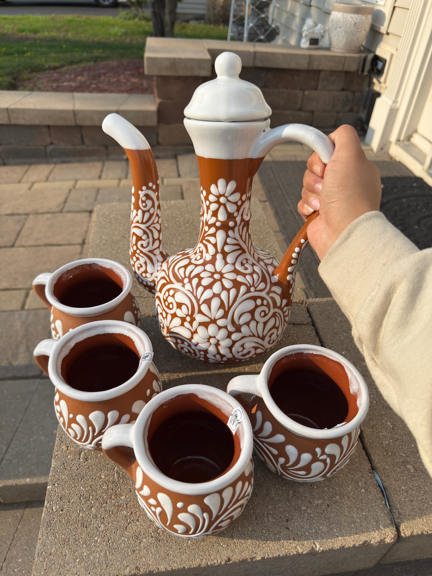 Cafetera Lux Ceramica Brown/White