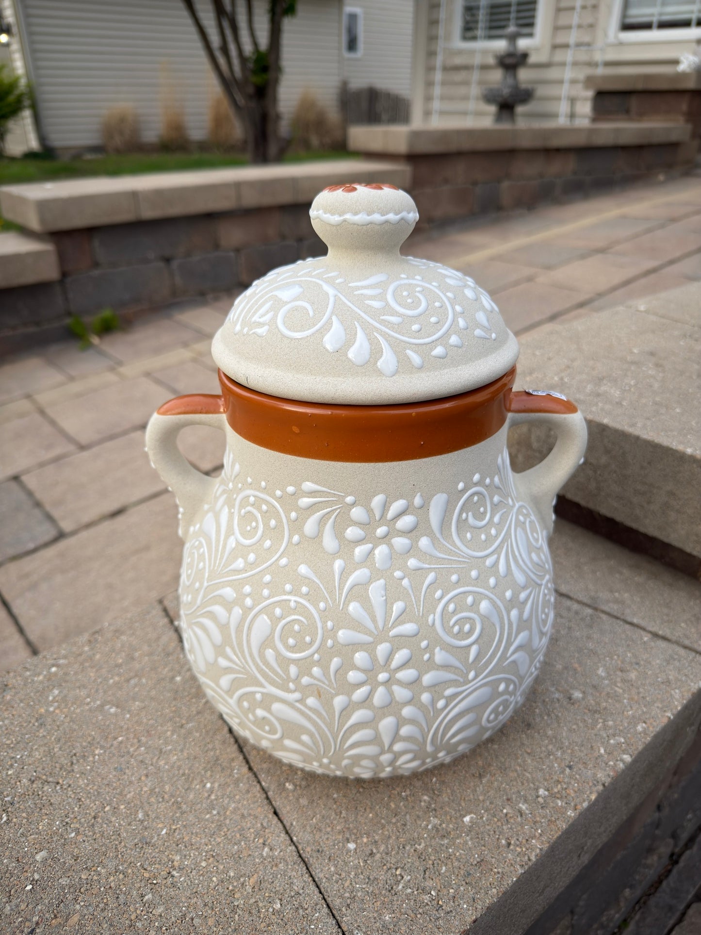 Olla Frijolero Ceramica Beige/White/Brown