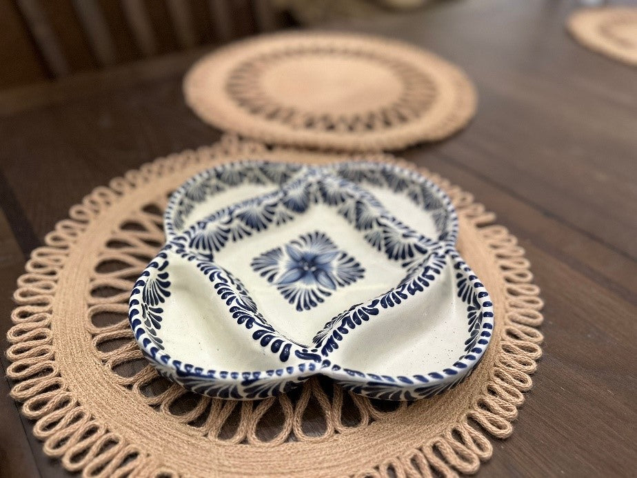 Botanero Cuadro Talavera (Cream/Blue)