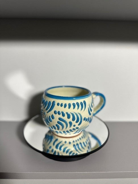 Chocolatera Talavera (Cream/Cielo Blue)