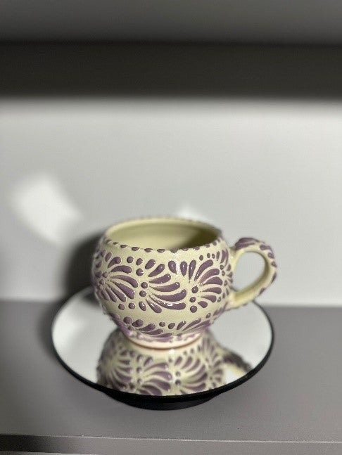 Chocolatera Talavera (Cream/Lavender)