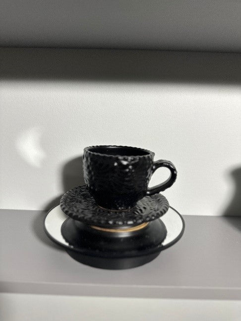Taza Cappuccino Talavera (Black/Black) + Plate