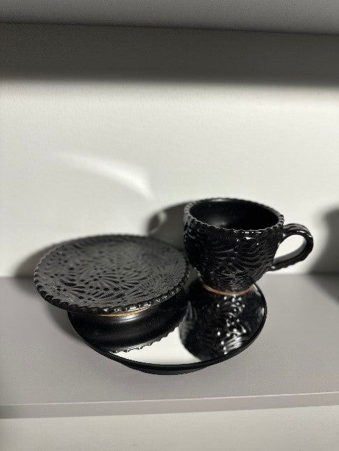 Taza Cappuccino Talavera (Black/Black) + Plate