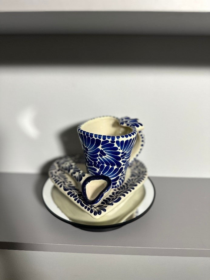 Taza Corazon Set (Full Design)(Cream/Blue)