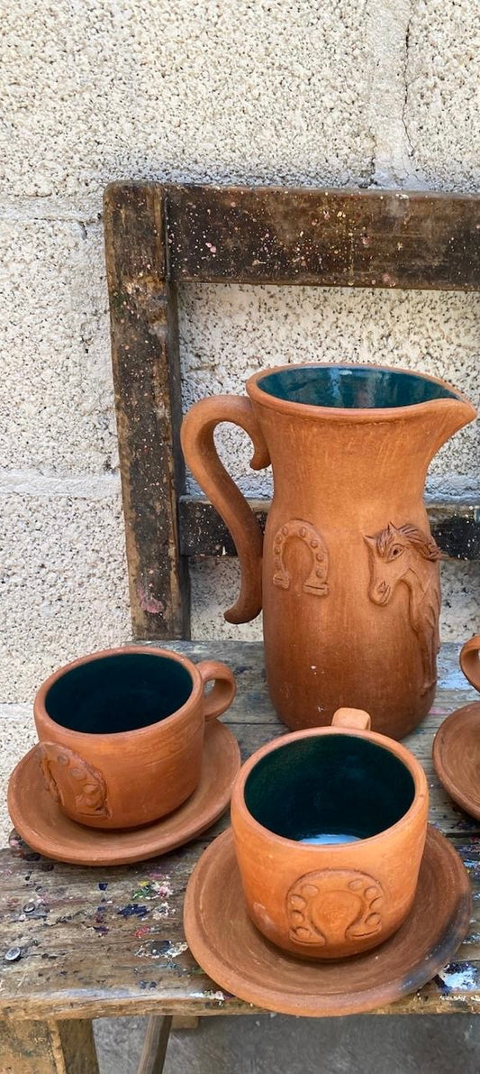 Franco De Santiago Herradura/Caballo Jarra + 2 Mugs/plate