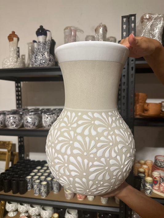 Florero XL Ceramica Beige/White