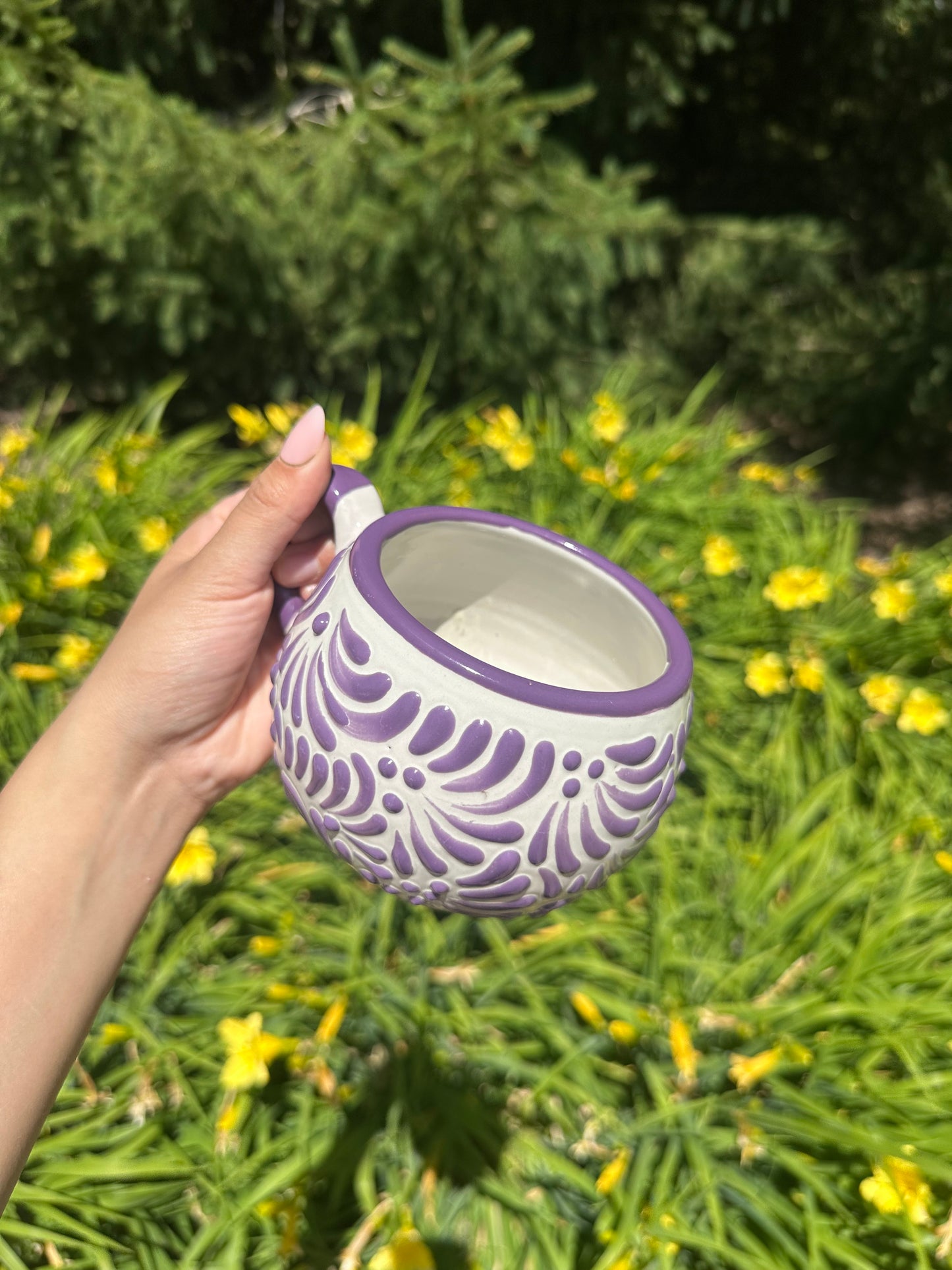 Talavera Chocolatera Purple Solid Rim