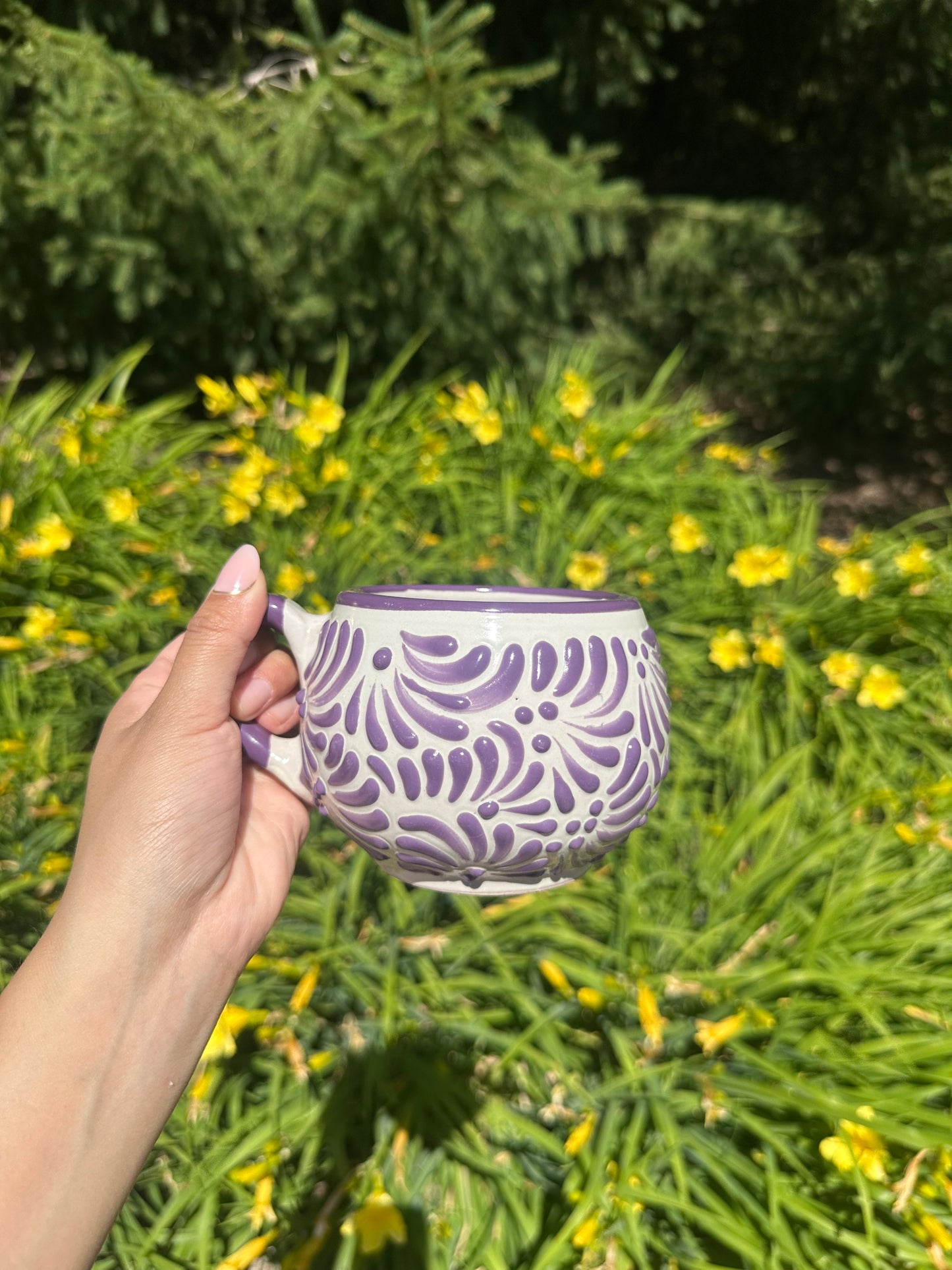 Talavera Chocolatera Purple Solid Rim