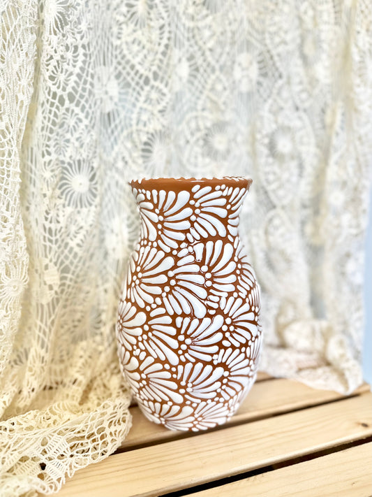 Talavera Flower Vase Classic Brown/White