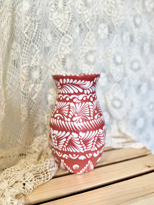 Talavera Flower Vase Pink/White