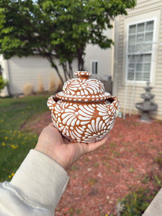 Talavera Sugar Container "Azucarera" Brown/White