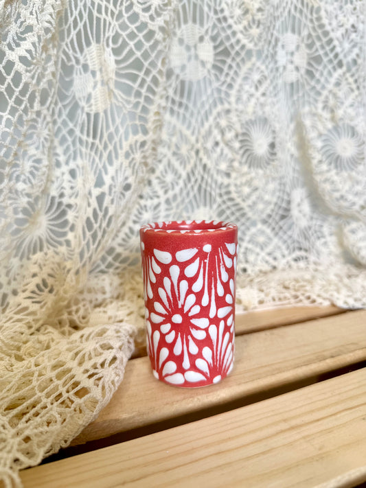 Pink and White Talavera Shot Glass