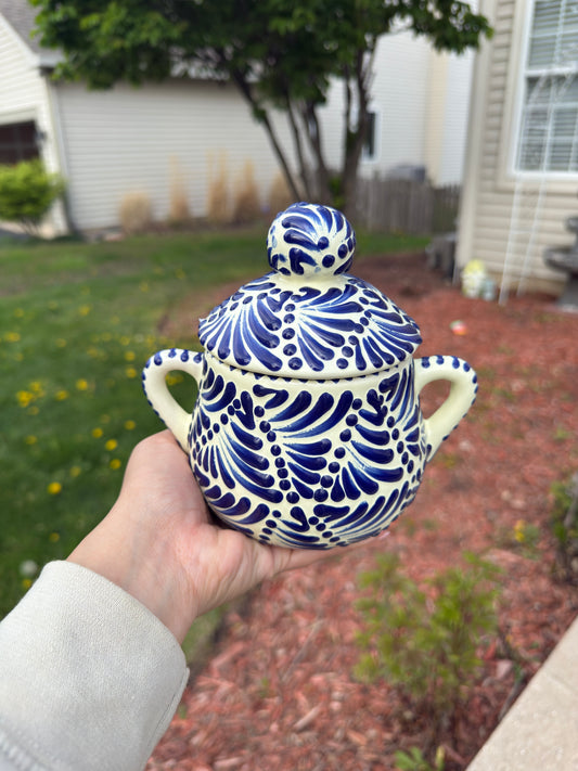 Talavera Sugar Container "Azucarera" Blue/White