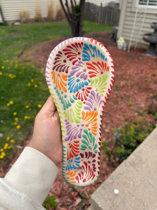 Talavera Porta Cuchara "Spoon Rest" Beige/Multi-Color