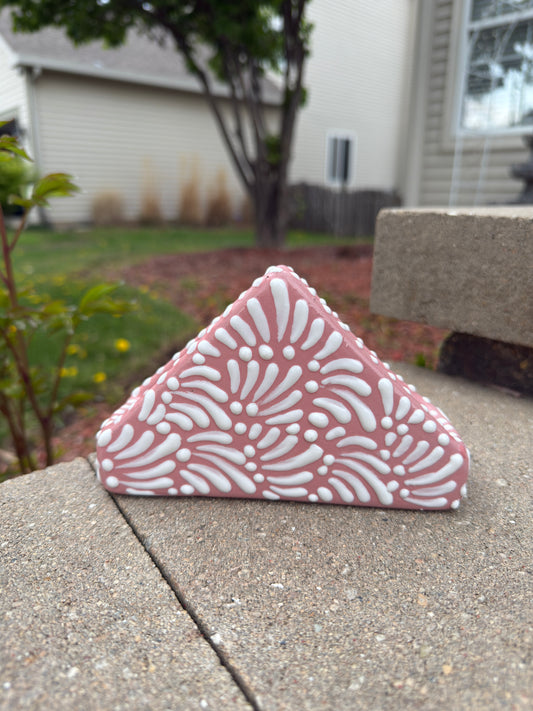 Talavera Servilletero Napkin Holder Pink/White