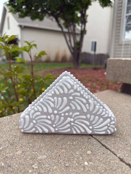 Talavera Servilletero Napkin Holder Gray/White