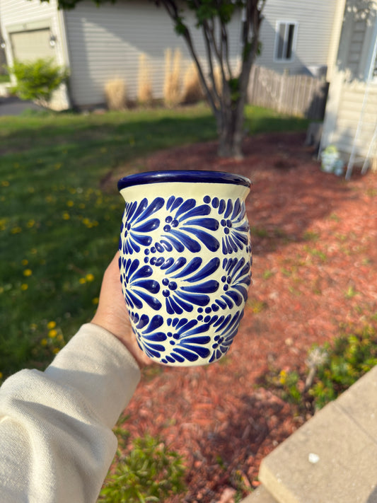 Talavera Cantaro Large Cup Beige/Blue