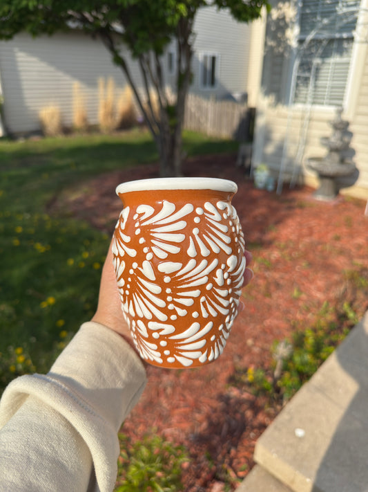 Talavera Cantaro Small Cup Brown/White