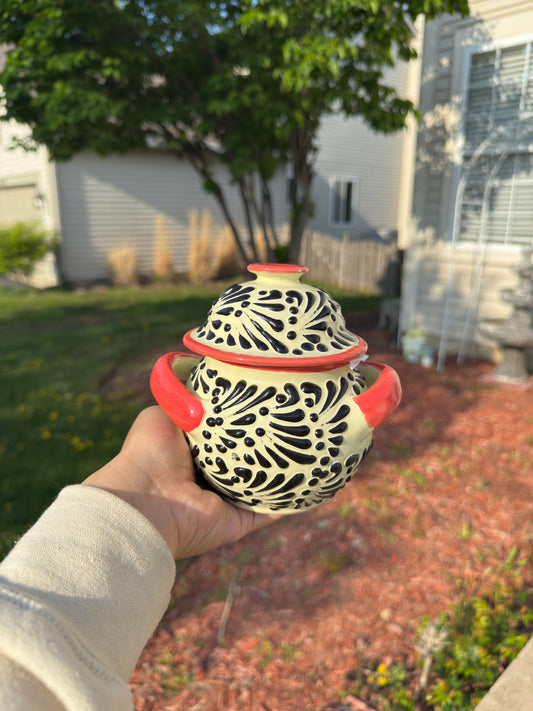 Talavera Sugar Pot Beige/Black/Pink