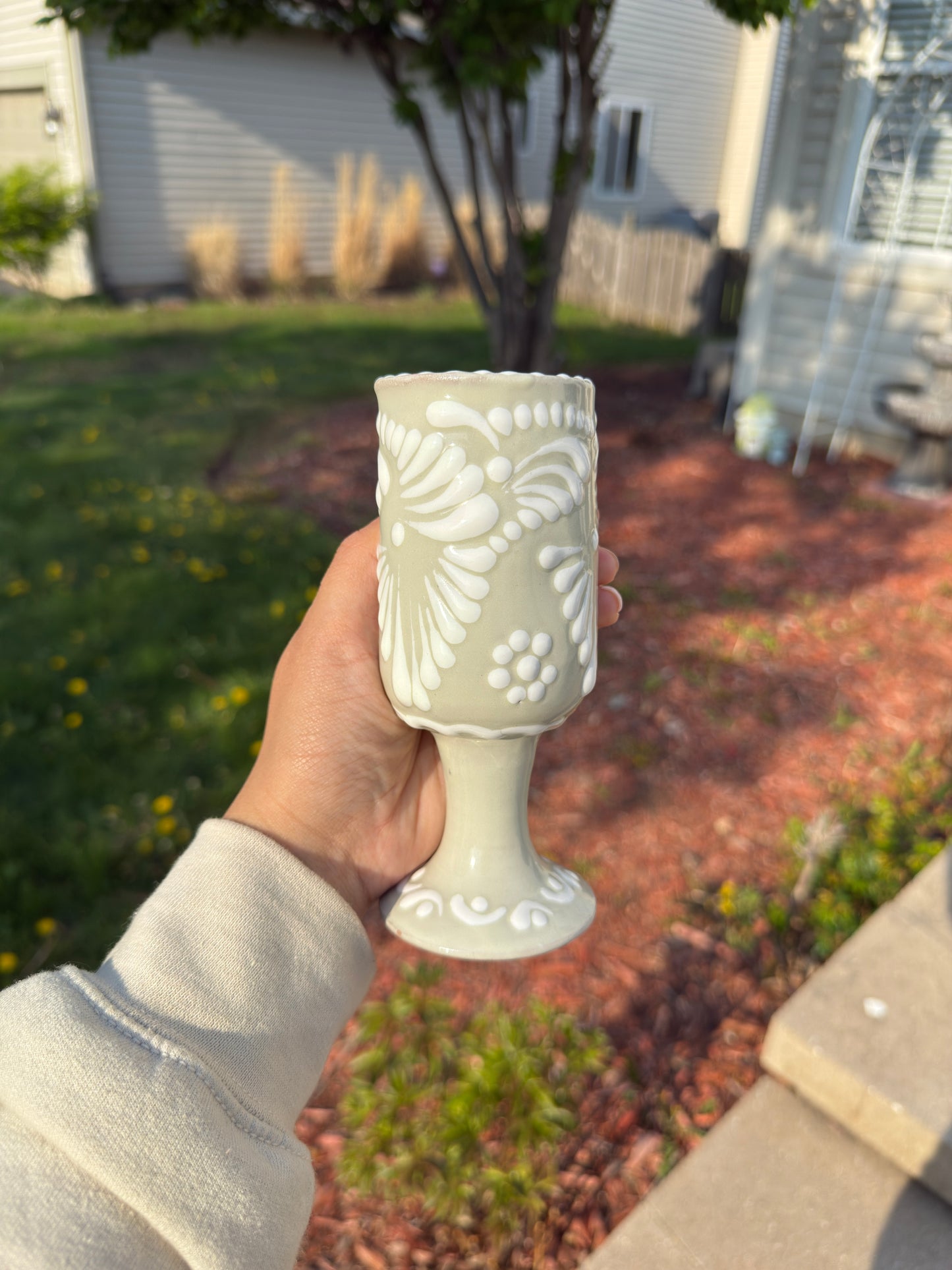 Talavera Vaso Champagne Beige/White