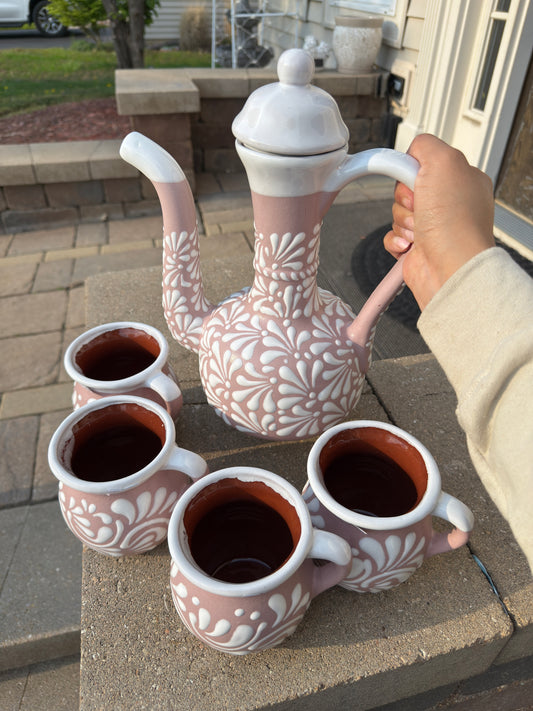 Cafetera Lux Ceramica Pink/White
