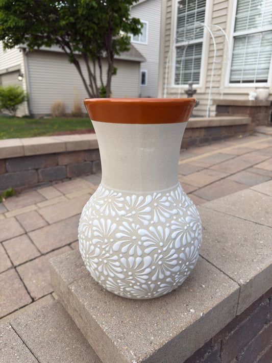 Florero Ceramica XL Beige/White/Brown