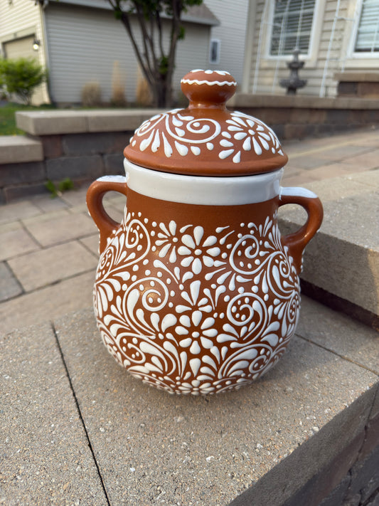 Olla Frijolera Ceramica Brown/White