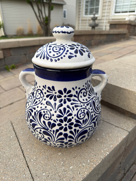 Olla Frijolera Ceramica Gray/Blue