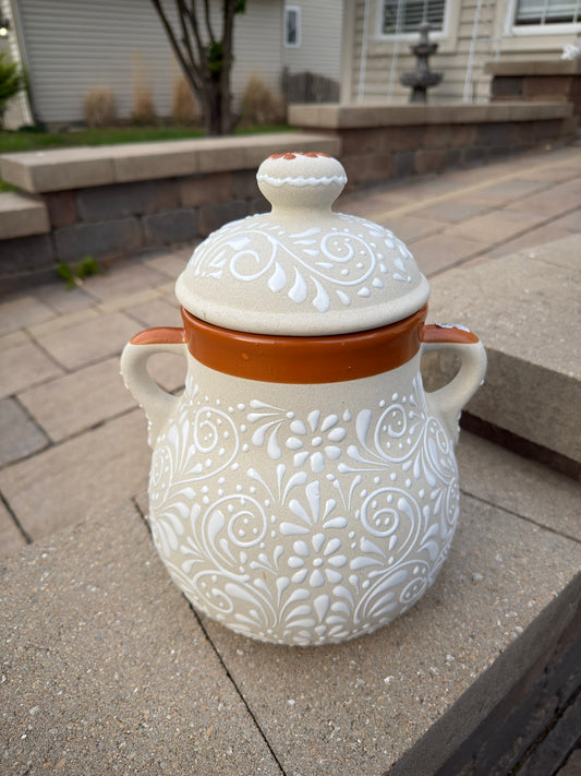 Olla Frijolero Ceramica Beige/White/Brown