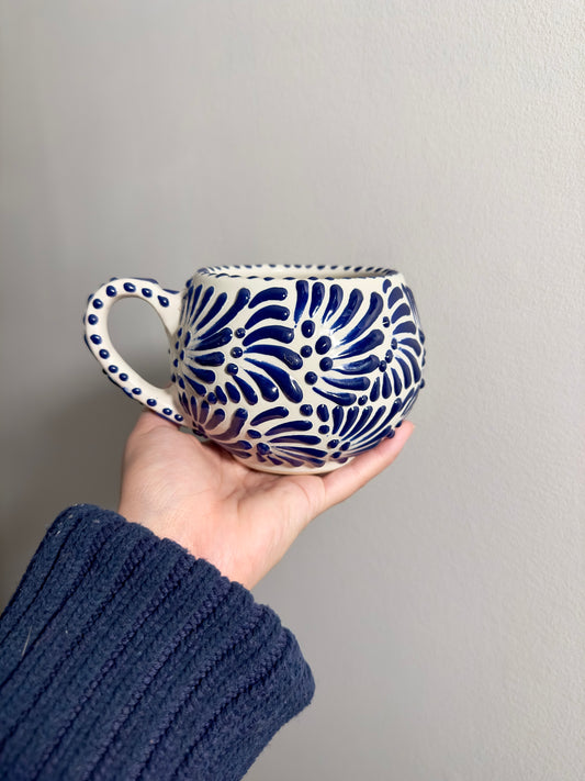 Talavera Chocolatera Blue/White