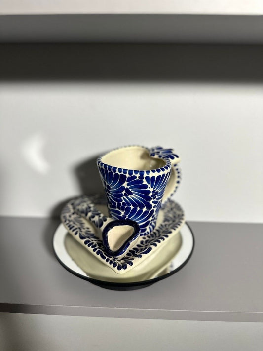 Taza Corazon Set (Full Design)(Cream/Blue)